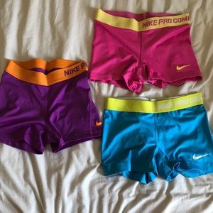 Nike Pro Combat Dri-Fit Spandex Workout Shorts x3 pairs